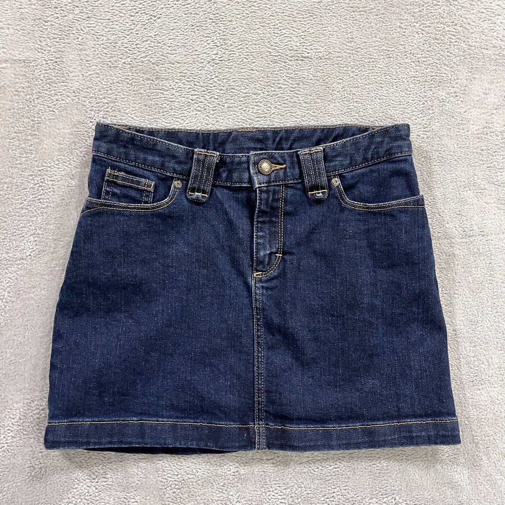 PATAGONIA Denim Mini Skirt Womens 0 Dark Blue Organic Cotton Streetwear Summer